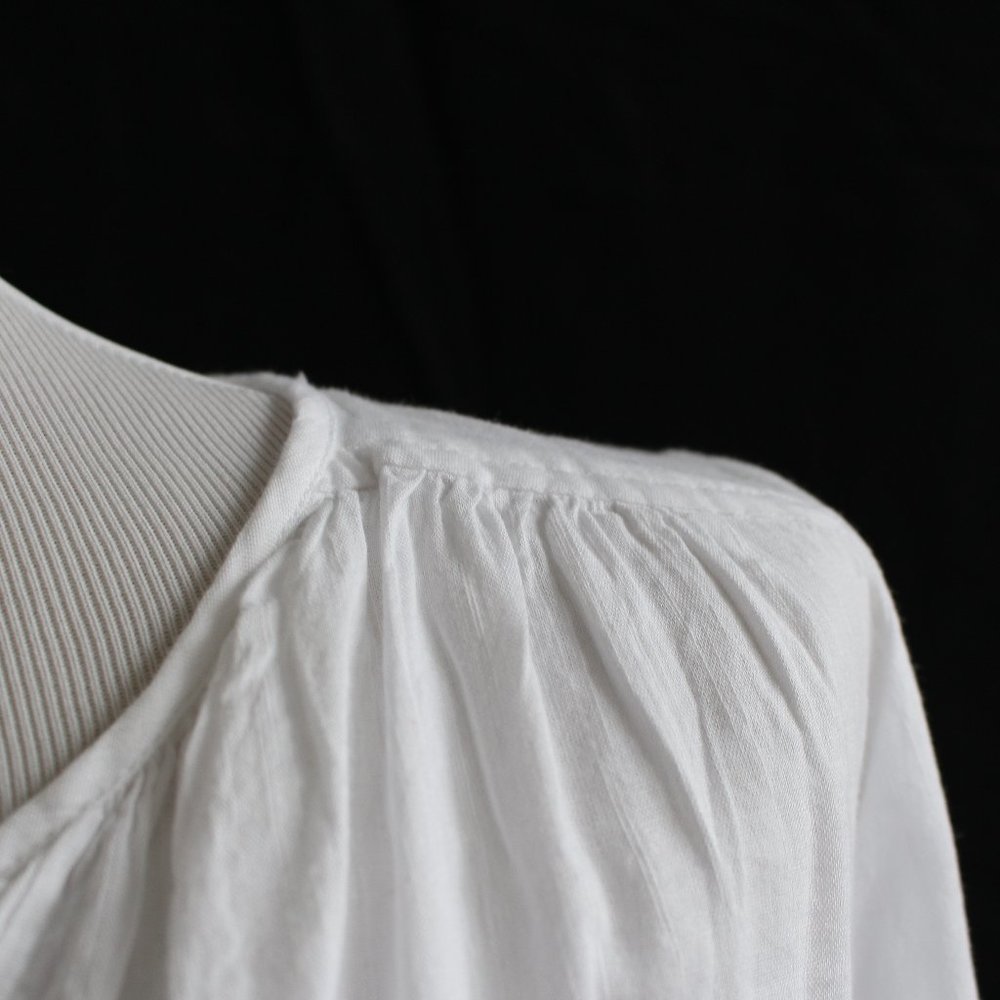 White 3/4 Button Down Collarless Blouse - image 4